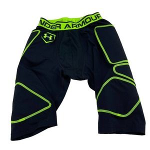 Under Armour Baseball Sliding Shorts Compression Padded Mens Size S Black Green